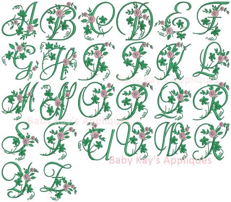 Blooming Floral Font {Three Sizes} - GeminiRed Embroidery Designs | 絵画