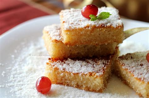 Ruchik Randhap (Delicious Cooking): Coconut Basbousa ~ Eggless Middle Eastern Semolina Dessert Cake