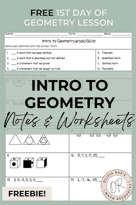 Intro to Geometry Notes and Worksheets in 2022 | Geometry lessons ...