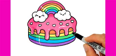 Draw So Cute Unicorn Rainbow Cake