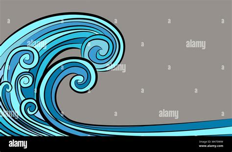 An image of a Ocean Tidal Tsunami Wave Drawing isolated on gray background Stock Vector Image ...