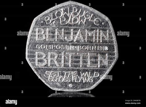 A collectable 50p coin commemorating the 100th birthday of composer Benjamin Britten. Issued by ...