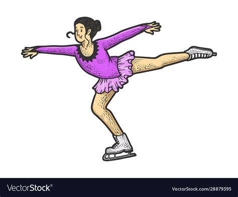 Figure ice skating athlete girl sketch Royalty Free Vector