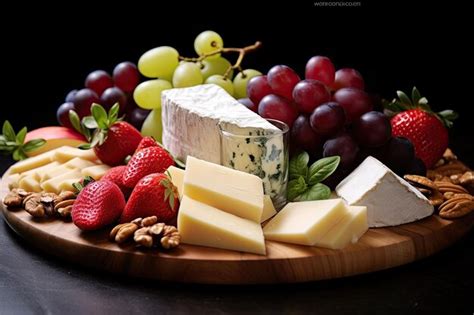 Premium AI Image | a plate of cheese and fruit