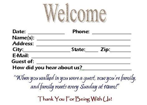 Visitor Card Template you can customize | Church visitor packet, Welcome card, Church bulletin