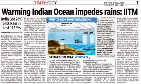 Newspaper Highlights - Climate Research Lab @ IITM