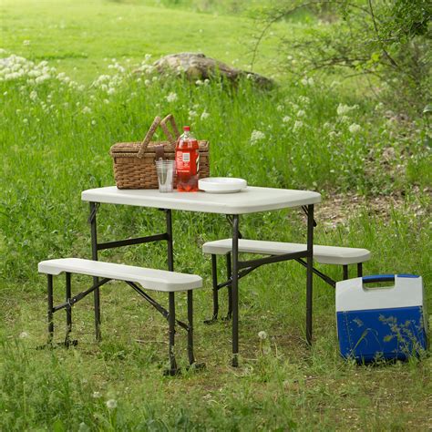 Lifetime 80373 Portable Folding Camping RV Picnic Table and Bench Set ...