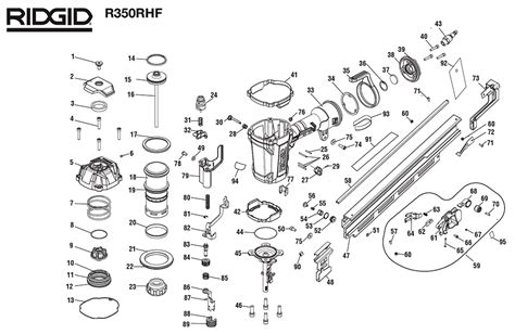 Buy Ridgid R350RHF FULL ROUND HEAD FRAMING NAILER Replacement Tool Parts | Ridgid R350RHF Diagram