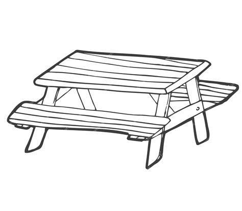 Premium Vector | Hand drawn vector illustration of park picnic table with benches