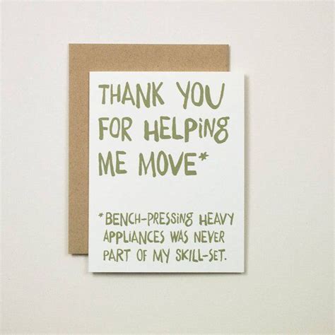 Thank You for Helping Me Move A2 Note Card Moving Thank You Greeting Card Thanks | Thank you ...