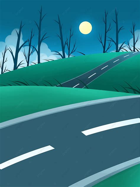 Road Background Illustration At Night Wallpaper Image For Free Download ...