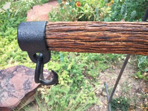 Antique oxen yoke single tree weathered wood forged iron farm tool for DIY primitive decor