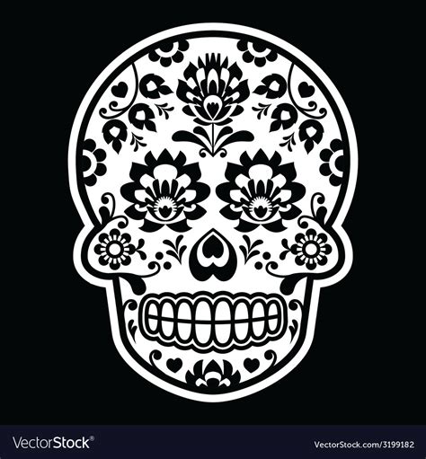 Mexican sugar skull - polish folk art style Vector Image