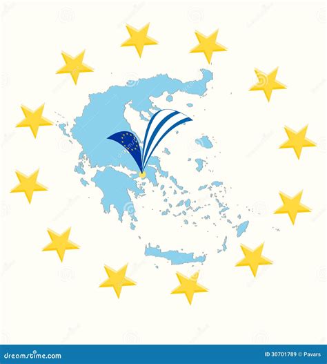 Map of Greece with Flag and Stars Stock Vector - Illustration of white ...