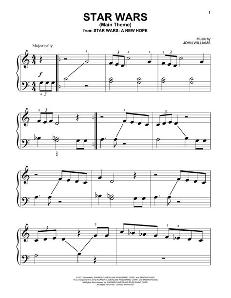 Star Wars (Main Theme) Sheet Music | John Williams | Big Note Piano | Sheet music, Sheet music ...