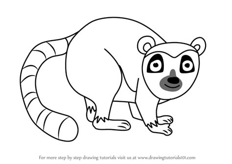 How to Draw a Cartoon Lemur (Cartoon Animals) Step by Step | DrawingTutorials101.com