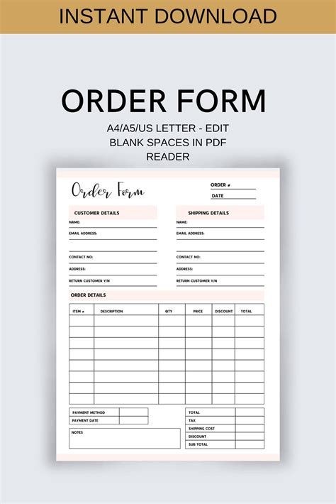 Order form order template small business form business | Etsy