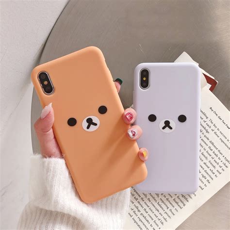 Lovely Rilakkuma Bear Soft Case Pure Color Phone Cover for iPhone XR 7 8 Xs Max | eBay