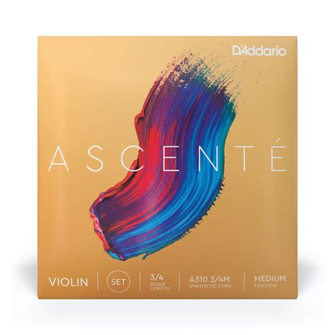 D'Addario Ascente Violin String Set, 3/4 Scale, Medium Tension