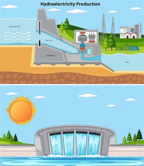 Free Vector | Hydroelectric Dam and Turbine Concept