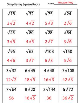 Simplifying square roots worksheet – Artofit