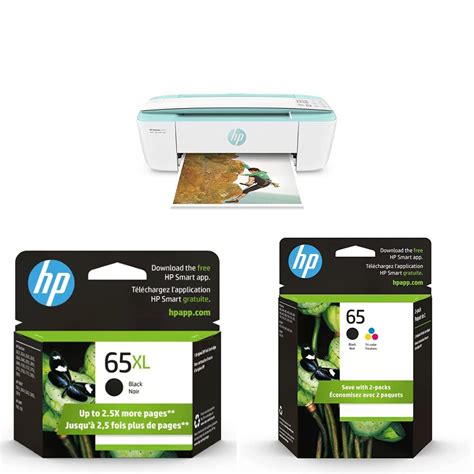 HP DeskJet 3755 Compact All-in-One Wireless Printer (J9V92A) & 65XL Black High-Yield Ink ...