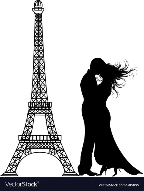 Vector romance Paris silhouette Royalty Free Vector Image