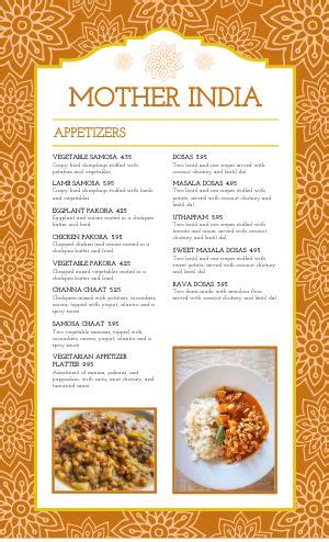 Indian Menu Template Designs - Easy to Edit - MustHaveMenus | Indian food menu, Food menu design ...