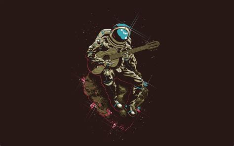 Cosmic Guitarist: A Stunning Sci-Fi Astronaut HD Wallpaper