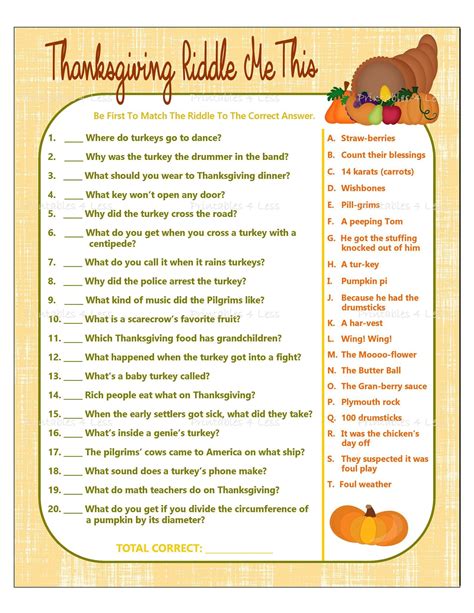 Thanksgiving Game Printable Thanksgiving Riddle Game | Etsy | Kids thanksgiving party ...