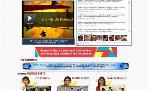 Kapamilya Anchors and Reporters Online: The New Website of Bandila ...