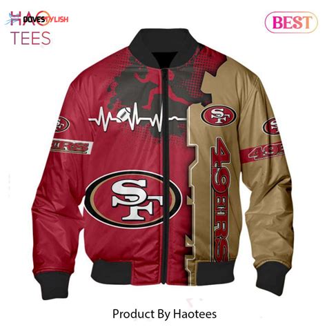 NEW FASHION 2023 San Francisco 49ers Bomber Jacket graphic heart ECG ...