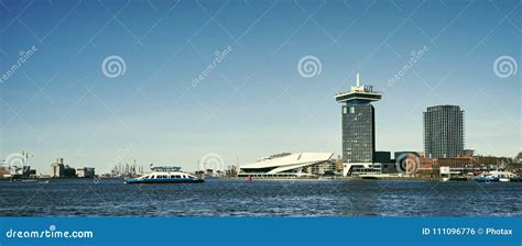 Het IJ, the Amsterdam IJ River with Ferry, Eye Film Museum and ADAM Tower Stock Photo - Image of ...