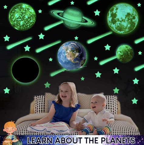 Solar System for Kids Glow in The Dark Planets and Stars for Ceiling, Wall Planet Stickers ...