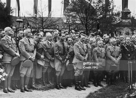 Nazi leader Adolf Hitler at the funeral of his chauffeur Julius ...