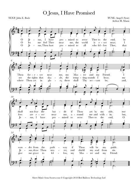 Mann - O Jesus, I Have Promised Sheet music for Piano - 8notes.com