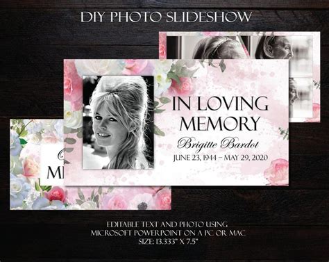 DIY Memorial Photo Slideshow Powerpoint Watercolor White - Etsy | White and pink roses, Photo ...