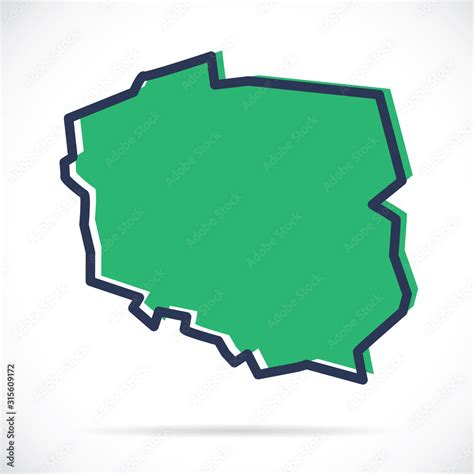 Stylized simple outline map of Poland Stock Vector | Adobe Stock