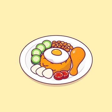 Premium Vector | Asian food nasi goreng cartoon vector