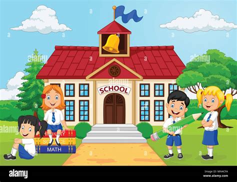 Cartoon group of elementary school kids in the school yard Stock Vector Image & Art - Alamy