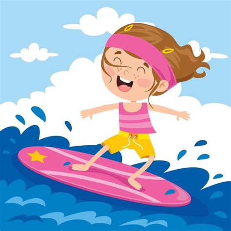 Happy Cartoon Character Surfing At Sea 2388520 Vector Art at Vecteezy