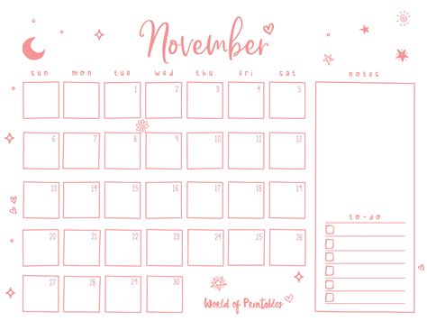 Free Cute November Calendar & Planner Printable Set - World of Printables