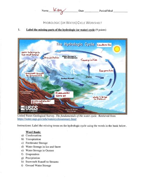 Hydrologic cycle worksheet | Lecture notes Energy and Environment ... - Worksheets Library