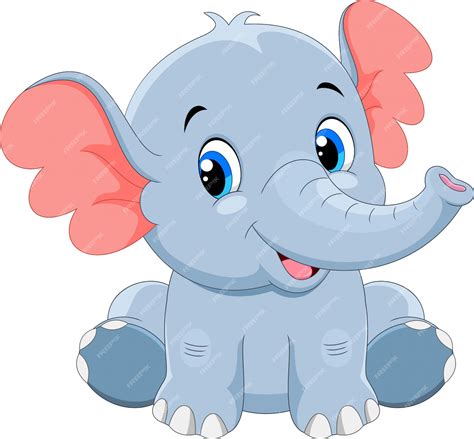 Premium Vector | Cute baby elephant cartoon sitting