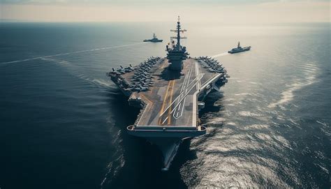 Premium Photo | Photography view from drone aircraft carrier