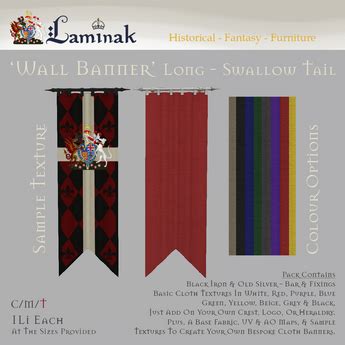 Second Life Marketplace - Laminak - Wall Banner - Long Swallow Tail Set