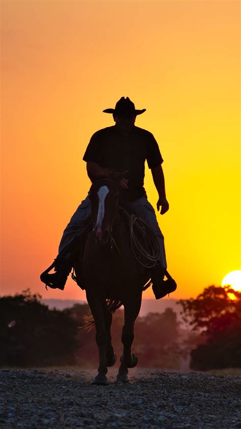 Download Cowboy Silhouette On Sunset Wallpaper | Wallpapers.com