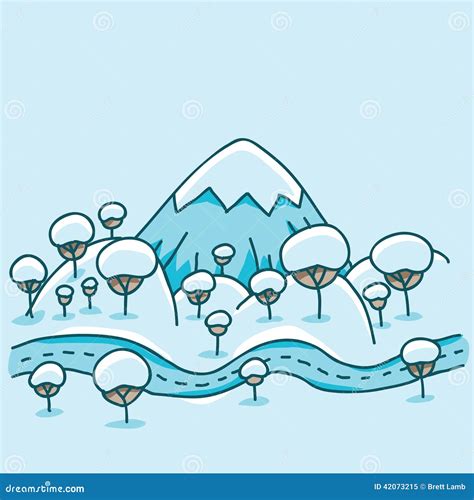 Snowy Winter Hills Stock Illustration - Image: 42073215