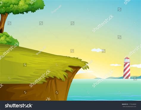 Illustration Light House Beautiful Nature Stock Vector (Royalty Free) 117524800 | Shutterstock