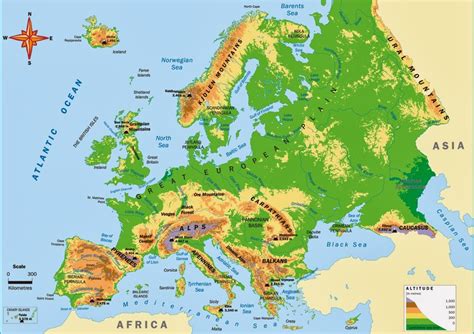 Europe Physical Map Labeled